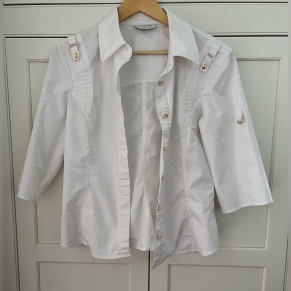 ST. JOHN SPORT By Marie Gray White Shirt/Jacket Sz. S cotton - Picture 2 of 10